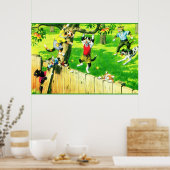 Alfred Mainzer-Katzen klettern auf einen Apfelbaum Poster (Küche)