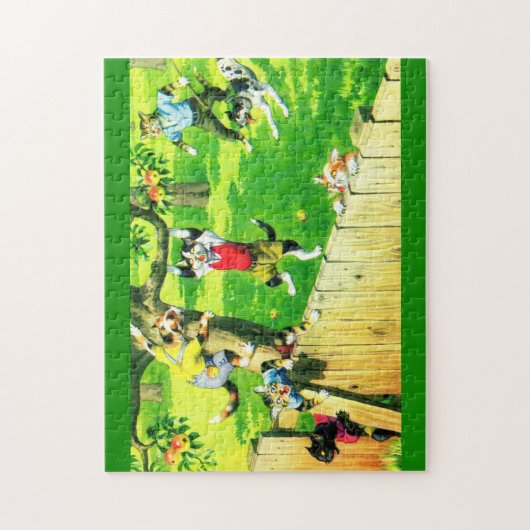 Alfred Mainzer-Katzen klettern auf einen Apfelbaum Puzzle (Vertikal)