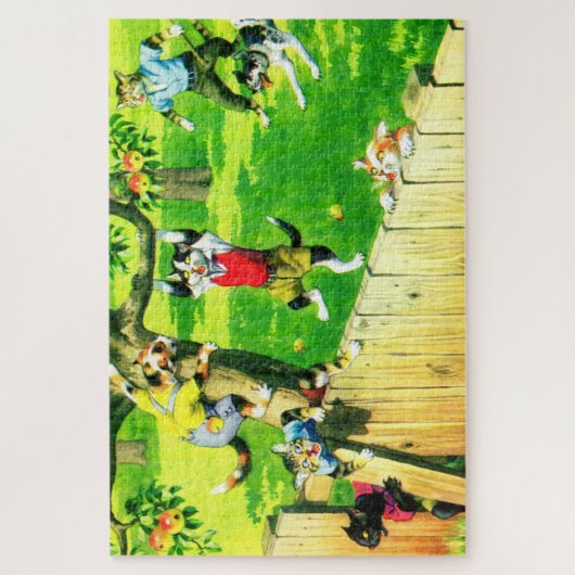 Alfred Mainzer-Katzen klettern auf einen Apfelbaum Puzzle (Vertikal)