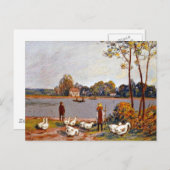 Alfred Sisley art: Am Fluss Loing Postkarte (Vorne/Hinten)