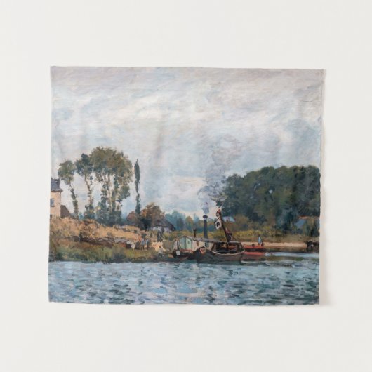 Alfred Sisley - Boote an der Schleuse Bougival Wandteppich (Vorderseite (Horizontal))