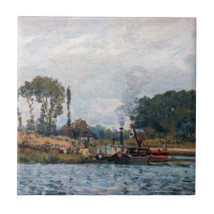 Alfred Sisley - Boote an der Schleuse von Bougival Fliese