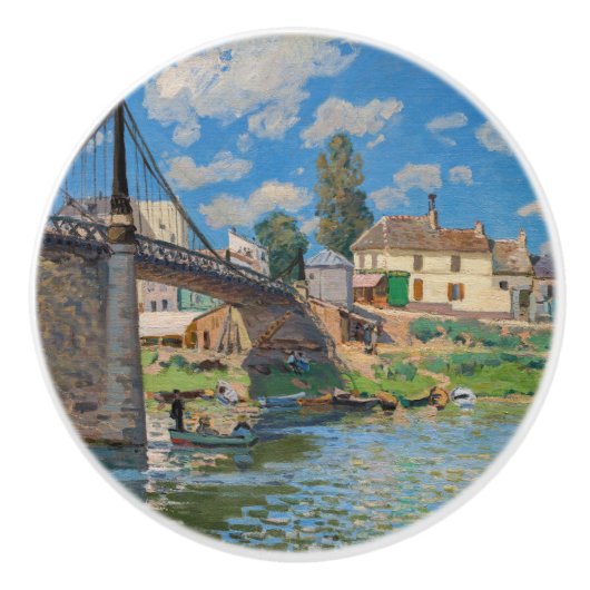 Alfred Sisley - Brücke bei Villeneuve-la-Garenne Keramikknauf (Vorderseite)