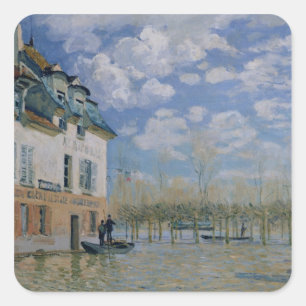 Alfred Sisley   das Boot in der Flut, Quadratischer Aufkleber