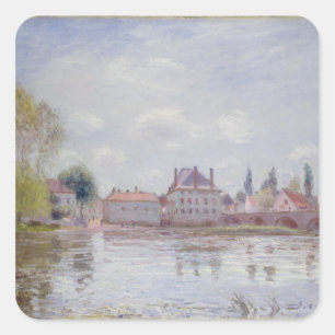 Alfred Sisley Die Brücke bei Moret-sur-Loing Quadratischer Aufkleber