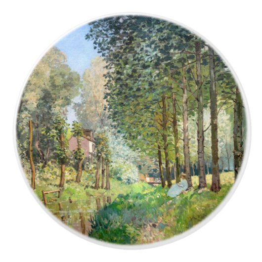 Alfred Sisley - Erholung entlang der Straße Keramikknauf (Vorderseite)