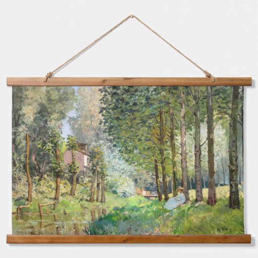 Alfred Sisley - Erholung entlang der Straße Wandteppich Mit Holzrahmen (Vorne)