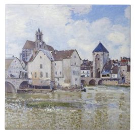 Alfred Sisley Gebäude und Brücken mit Wasser Fliese