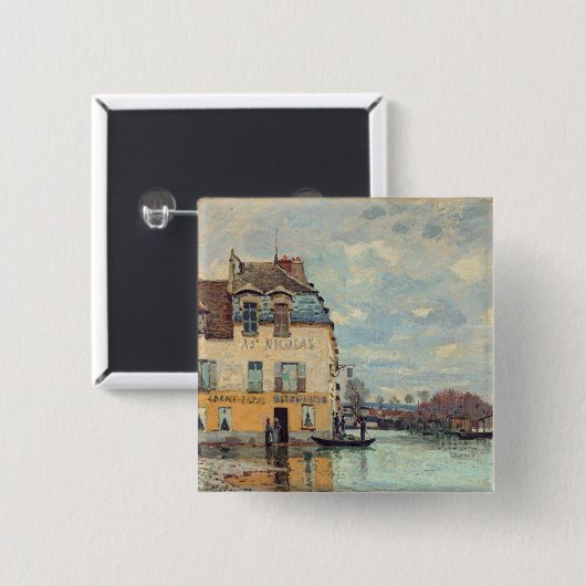 Alfred Sisley - Hochwasser in Port-Marly 1872 Button (Vorne & Hinten)