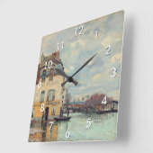 Alfred Sisley - Hochwasser in Port-Marly 1872 Quadratische Wanduhr (Winkel)