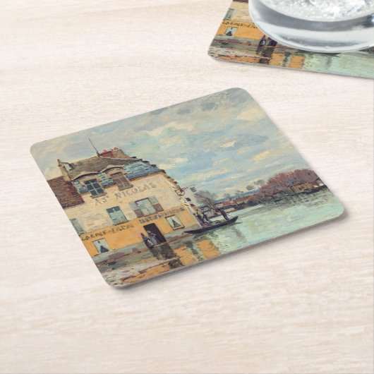 Alfred Sisley - Hochwasser in Port-Marly 1872 Rechteckiger Pappuntersetzer (angewinkelt)