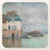 Alfred Sisley - Hochwasser in Port-Marly 1876 Rechteckiger Pappuntersetzer (Vorderseite)