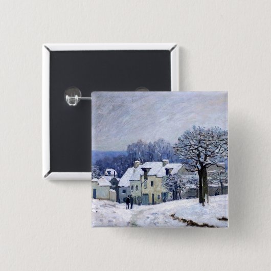 Alfred Sisley - Place Chenil in Marly, Schneeeffek Button (Vorne & Hinten)