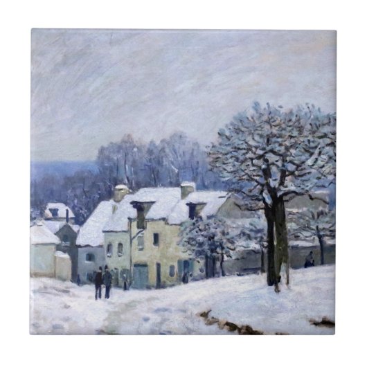 Alfred Sisley - Place Chenil in Marly, Schneeeffek Fliese (Vorderseite)