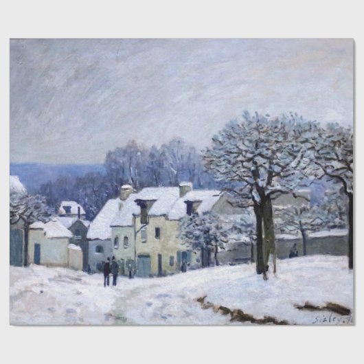 Alfred Sisley - Place Chenil in Marly, Schneeeffek Geschenkpapier (Flach)