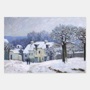 Alfred Sisley - Place Chenil in Marly, Schneeeffek Geschenkpapier Set