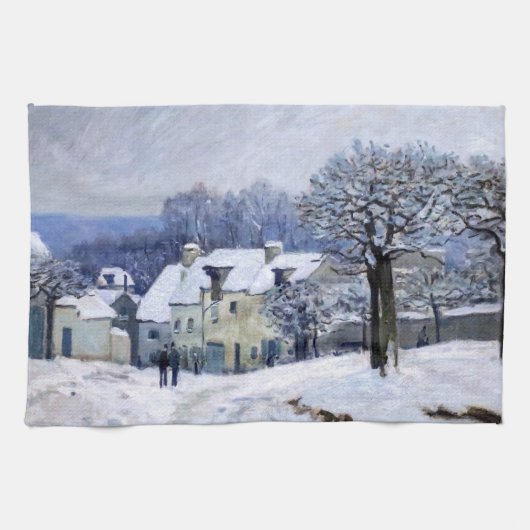 Alfred Sisley - Place Chenil in Marly, Schneeeffek Geschirrtuch (Horizontal)