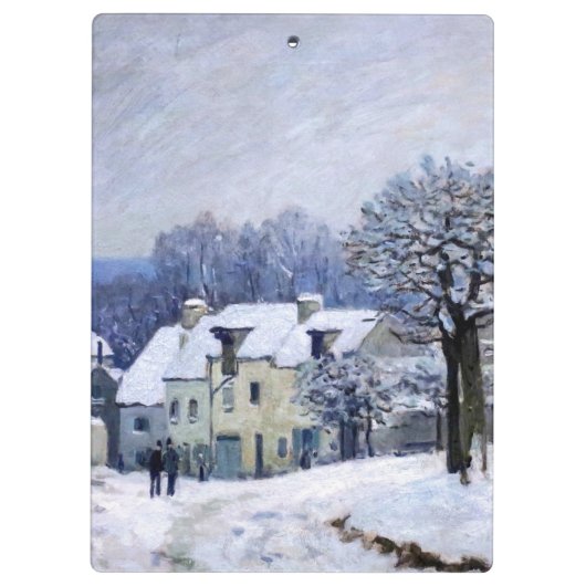 Alfred Sisley - Place Chenil in Marly, Schneeeffek Klemmbrett (Rückseite)