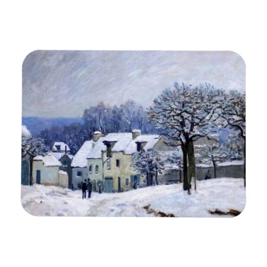 Alfred Sisley - Place Chenil in Marly, Schneeeffek Magnet (Horizontal)