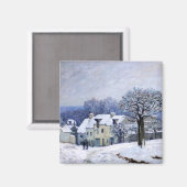 Alfred Sisley - Place Chenil in Marly, Schneeeffek Magnet (Vorderseite/Rückseite)
