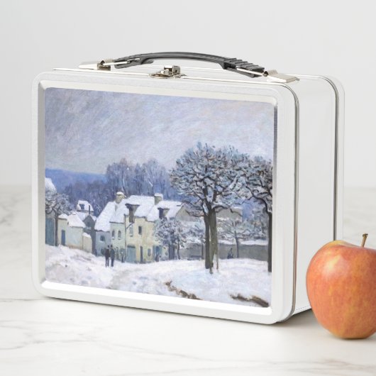 Alfred Sisley - Place Chenil in Marly, Schneeeffek Metall Brotdose (Beispiel)