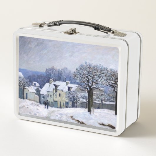 Alfred Sisley - Place Chenil in Marly, Schneeeffek Metall Brotdose (Vorderseite)