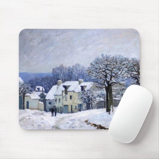 Alfred Sisley - Place Chenil in Marly, Schneeeffek Mousepad (Mit Mouse)