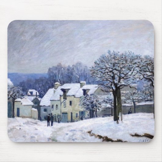 Alfred Sisley - Place Chenil in Marly, Schneeeffek Mousepad (Vorne)