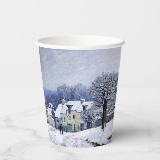 Alfred Sisley - Place Chenil in Marly, Schneeeffek Pappbecher (Rückseite)