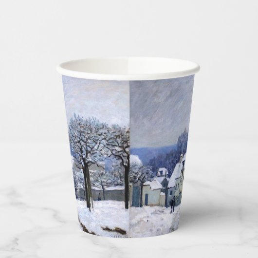 Alfred Sisley - Place Chenil in Marly, Schneeeffek Pappbecher (Links)