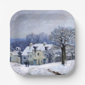 Alfred Sisley - Place Chenil in Marly, Schneeeffek Pappteller (Vorderseite)