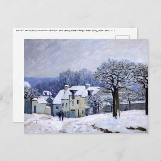 Alfred Sisley - Place Chenil in Marly, Schneeeffek Postkarte (Vorne/Hinten)