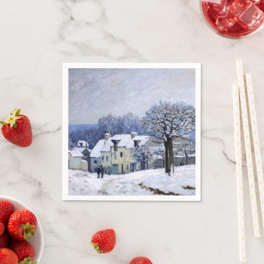 Alfred Sisley - Place Chenil in Marly, Schneeeffek Serviette (Beispiel)