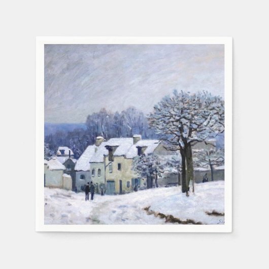 Alfred Sisley - Place Chenil in Marly, Schneeeffek Serviette (Vorderseite)