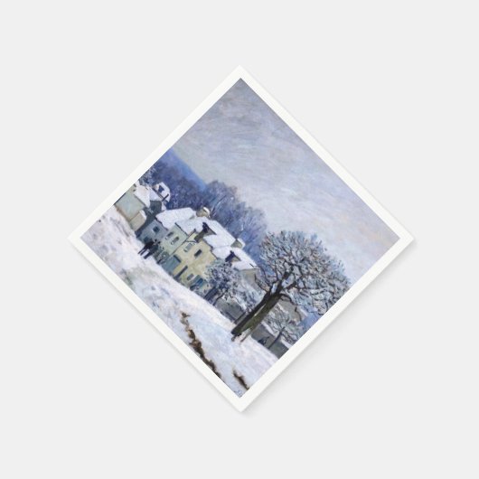 Alfred Sisley - Place Chenil in Marly, Schneeeffek Serviette (Ecke)