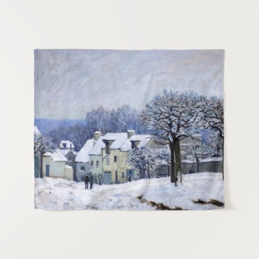 Alfred Sisley - Place Chenil in Marly, Schneeeffek Wandteppich (Vorderseite (Horizontal))