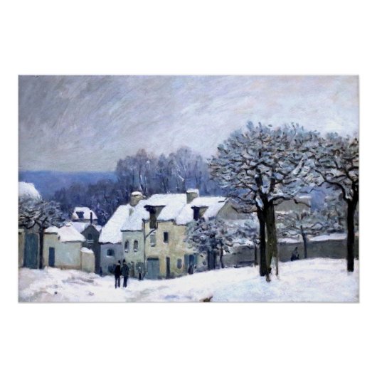 Alfred Sisley Place du Chenil in Marly, Schnee Poster (Vorderseite)