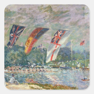 Alfred Sisley Regatta bei Molesey Quadratischer Aufkleber