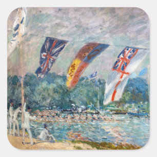Alfred Sisley - Regatta in Molesey Quadratischer Aufkleber
