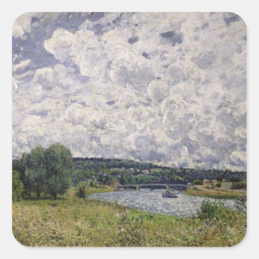 Alfred Sisley | Seine in Suresnes Quadratischer Aufkleber (Vorderseite)