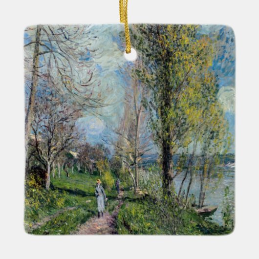 Alfred Sisley - Seine-Ufer bei By Keramikornament (Vorderseite)
