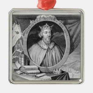 Alfred the Great (849-99) King of Wessex, graviert Silbernes Ornament