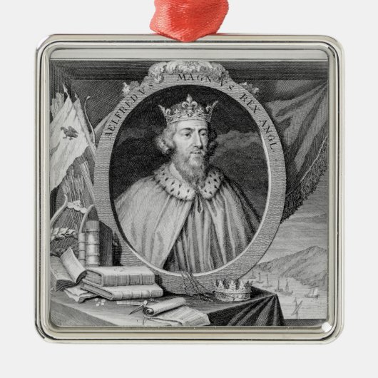 Alfred the Great (849-99) King of Wessex, graviert Silbernes Ornament (Vorne)