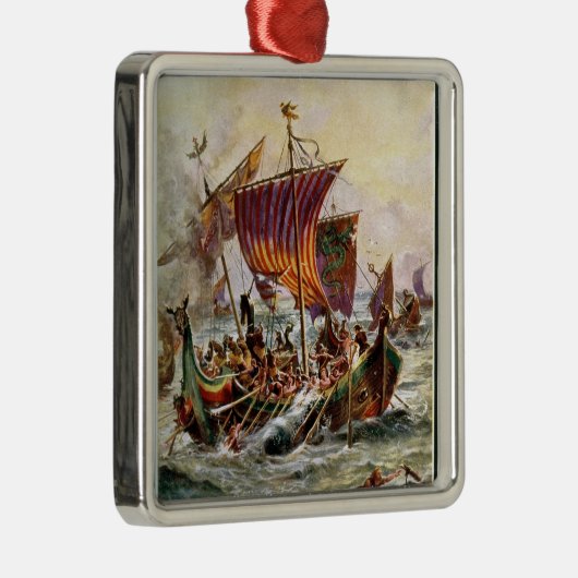 Alfreds Galeeren, die den Viking-Drachen in Silbernes Ornament (Rechts)