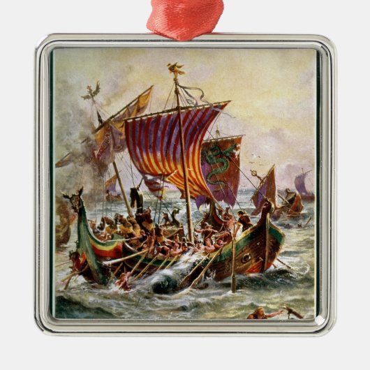 Alfreds Galeeren, die den Viking-Drachen in Silbernes Ornament (Vorne)