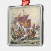 Alfreds Galeeren, die den Viking-Drachen in Silbernes Ornament (Links)