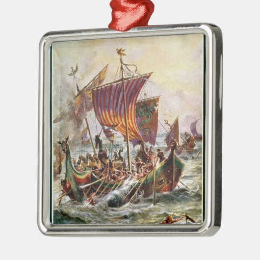 Alfreds Galeeren, die den Viking-Drachen in Silbernes Ornament (Links)