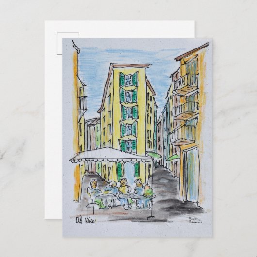 Alfresco Dining in der Altstadt von Nizza | Nizza, Postkarte (Vorne/Hinten)