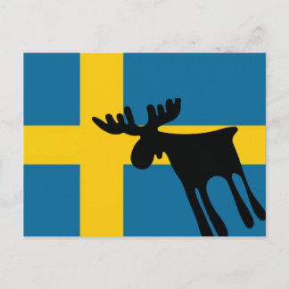 Älg / Elch med Svenska flaggan Postkarte