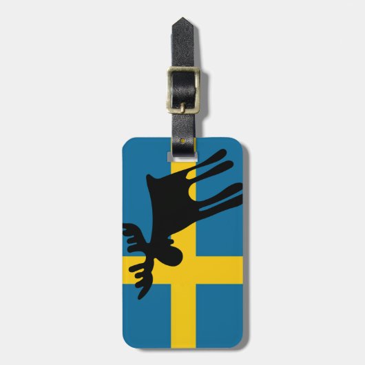 Älg / Moose med Svenska flaggan Gepäckanhänger (Vorderseite vertikal)